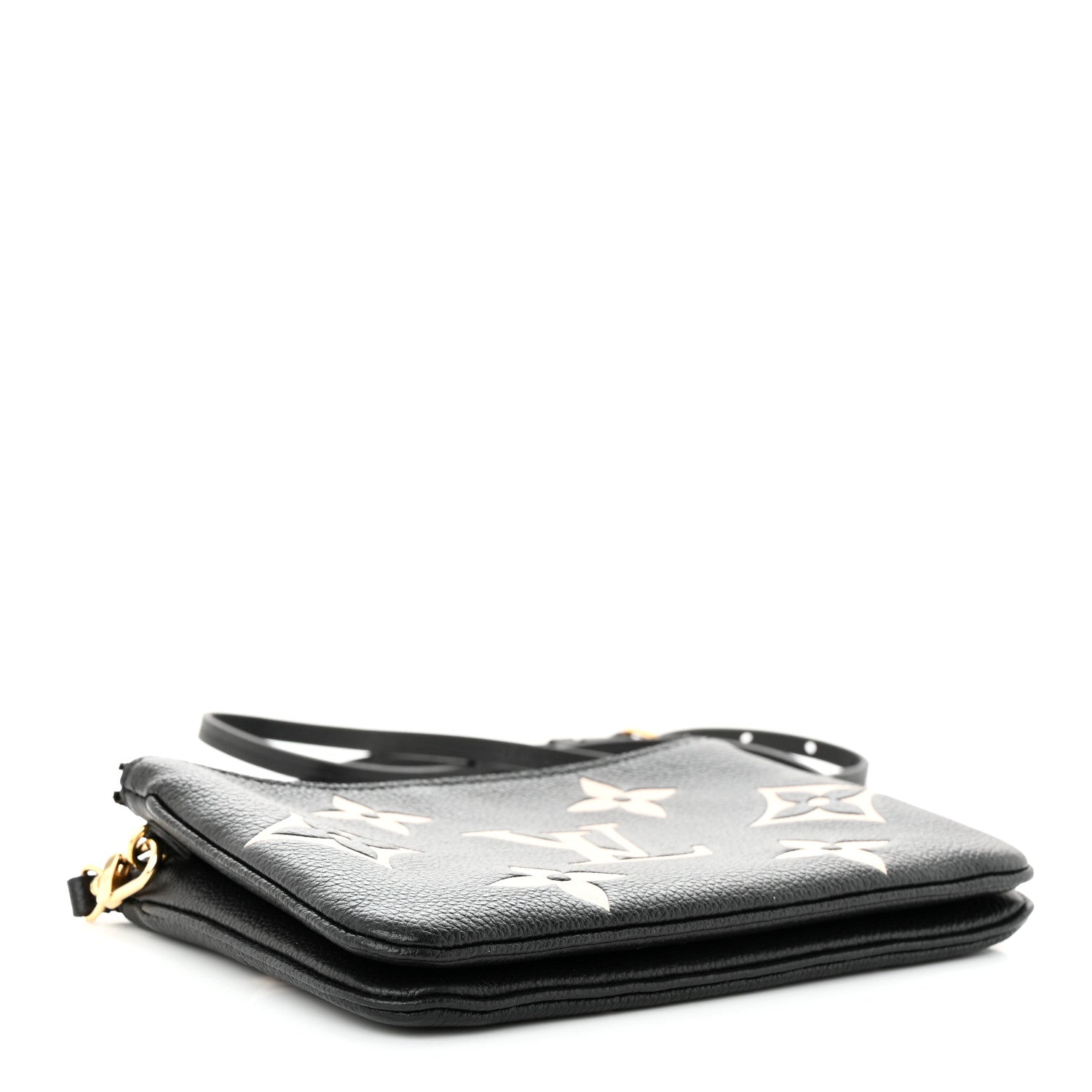 Louis Vuitton Empreinte Monogram Giant Double Zip Pochette Black Cream 4 of 11