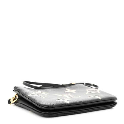 Louis Vuitton Empreinte Monogram Giant Double Zip Pochette Black Cream 4 of 11