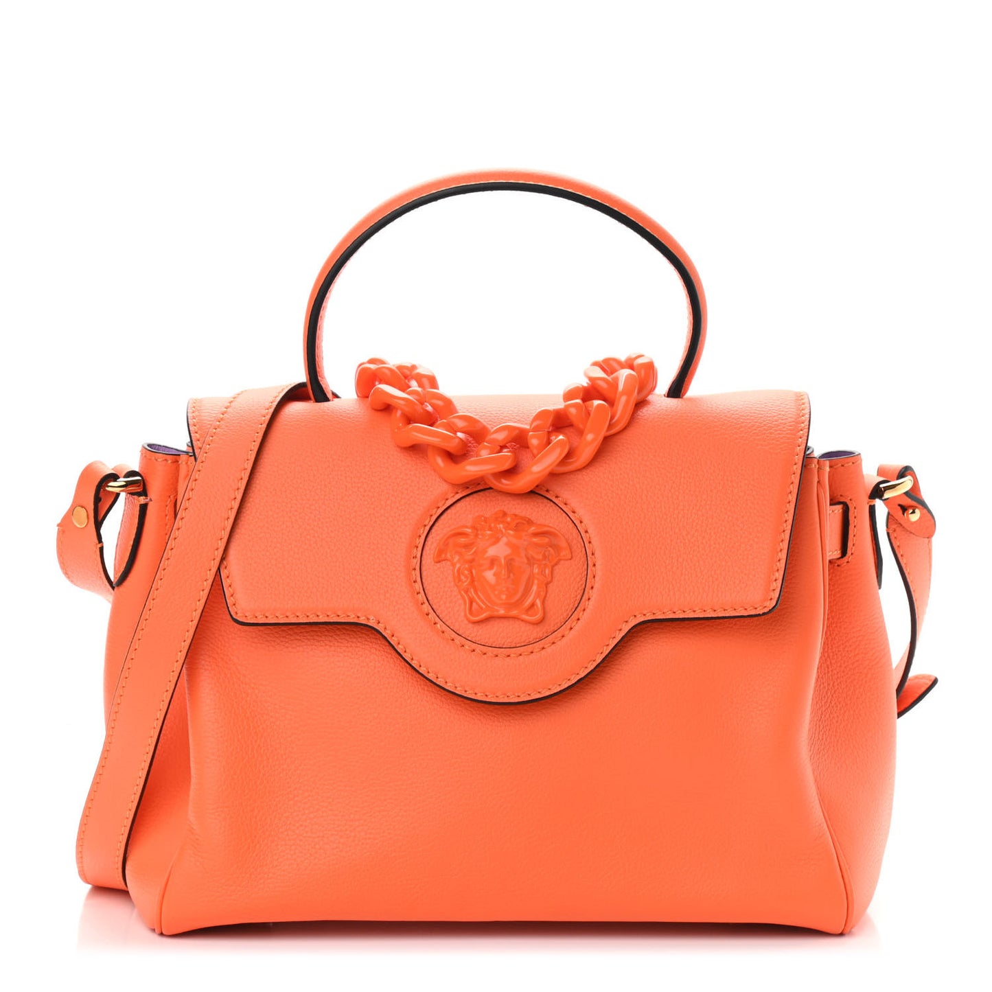 Calfskin Medium La Medusa Top Handle Handbag Orange