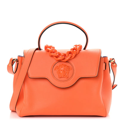 Versace Calfskin Medium La Medusa Top Handle Handbag Orange 1 of 8