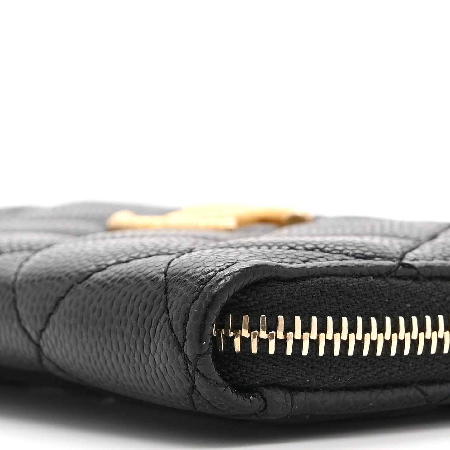Caviar Quilted CC Zip Around Card Holder Black