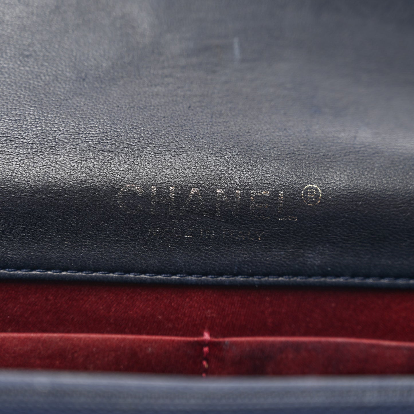 Lambskin Quilted Golden Class Wallet on Chain WOC Navy