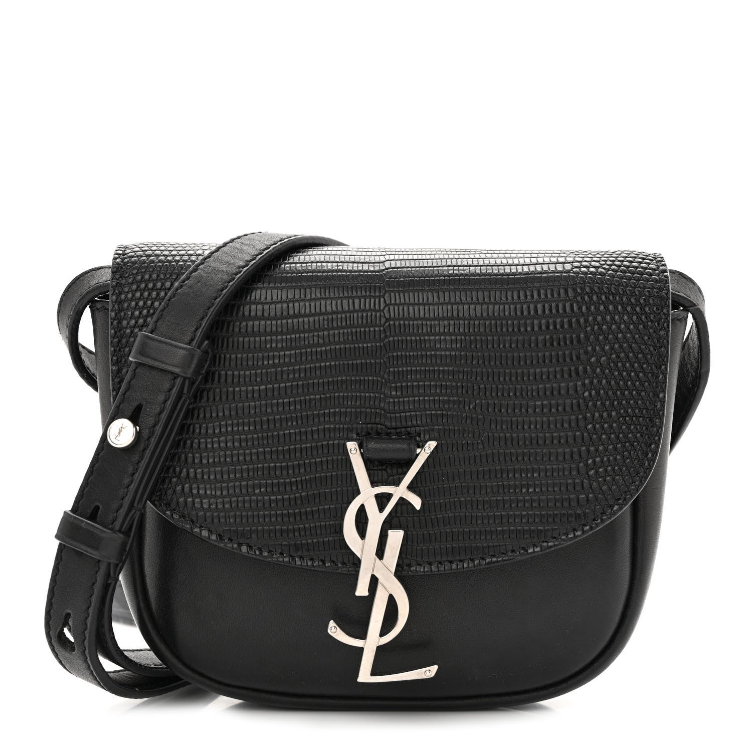 Saint Laurent Calfskin Snakeskin Effect Mini Classic Monogram Kaia Satchel Black 1 of 12