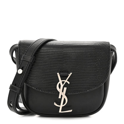 Saint Laurent Calfskin Snakeskin Effect Mini Classic Monogram Kaia Satchel Black 1 of 12