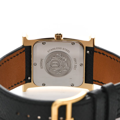 Hermes Stainless Steel Epsom 26mm Heure H Hour Quartz Watch Noir 4 of 5