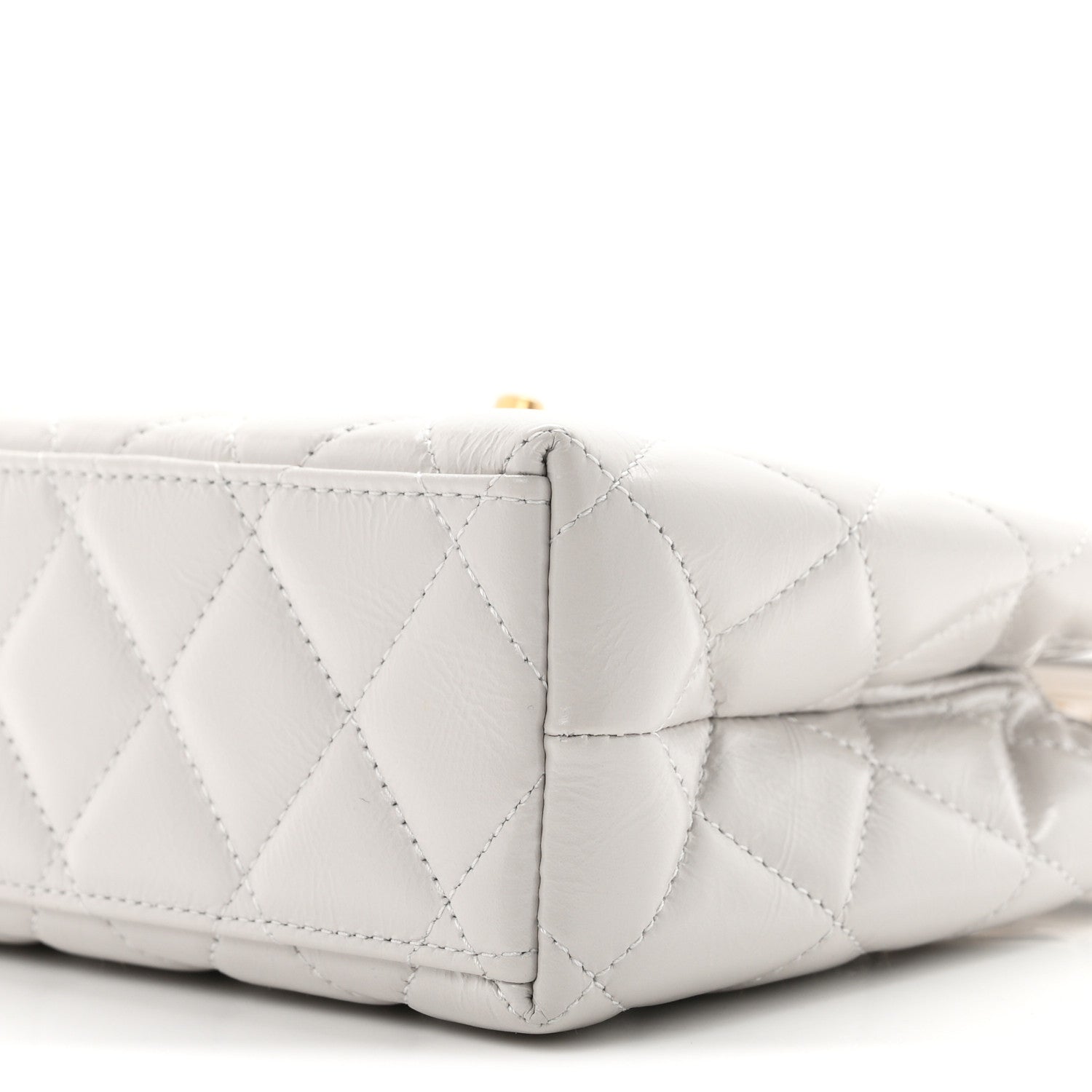 Chanel Shiny Aged Calfskin Quilted Nano Kelly Shopper Light Grey 10 of 11