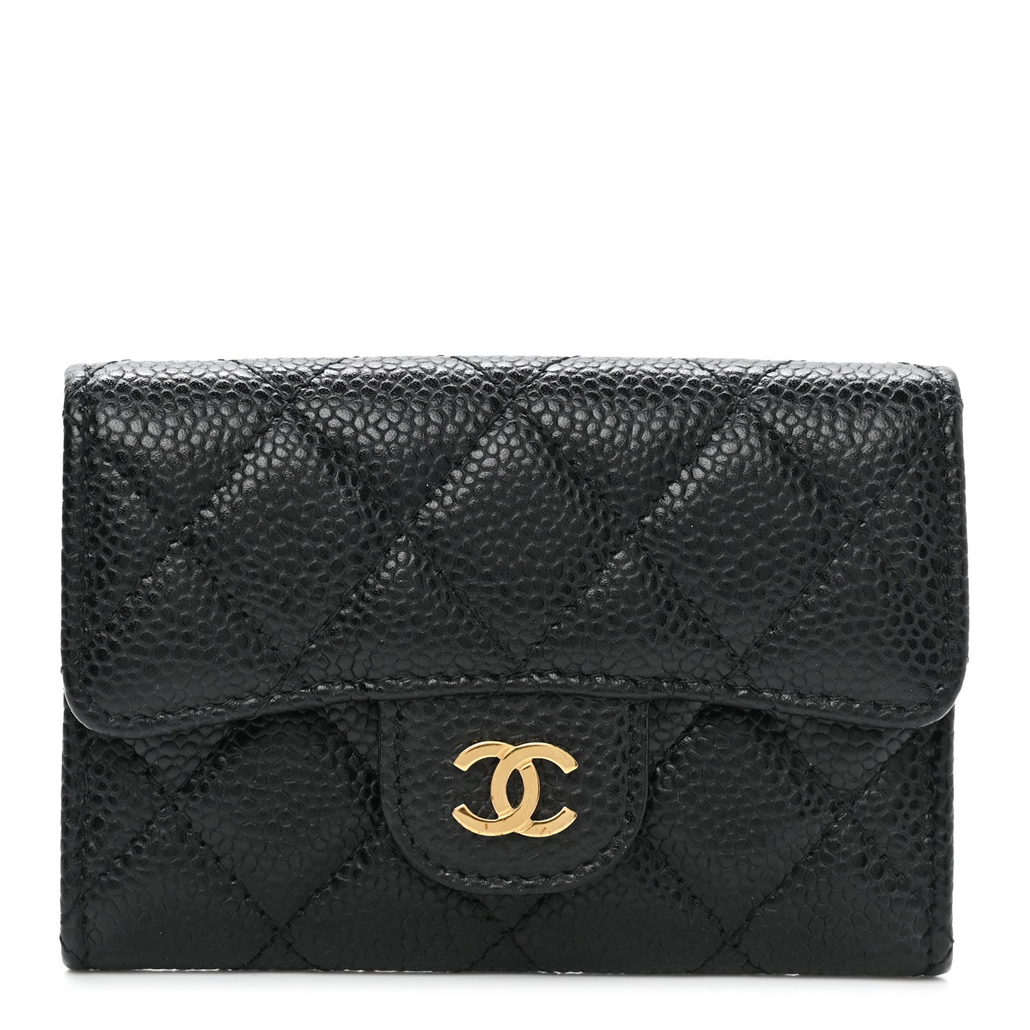 Chanel Caviar Quilted Flap Card Holder Wallet Black 1 of 9