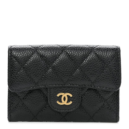 Chanel Caviar Quilted Flap Card Holder Wallet Black 1 of 9