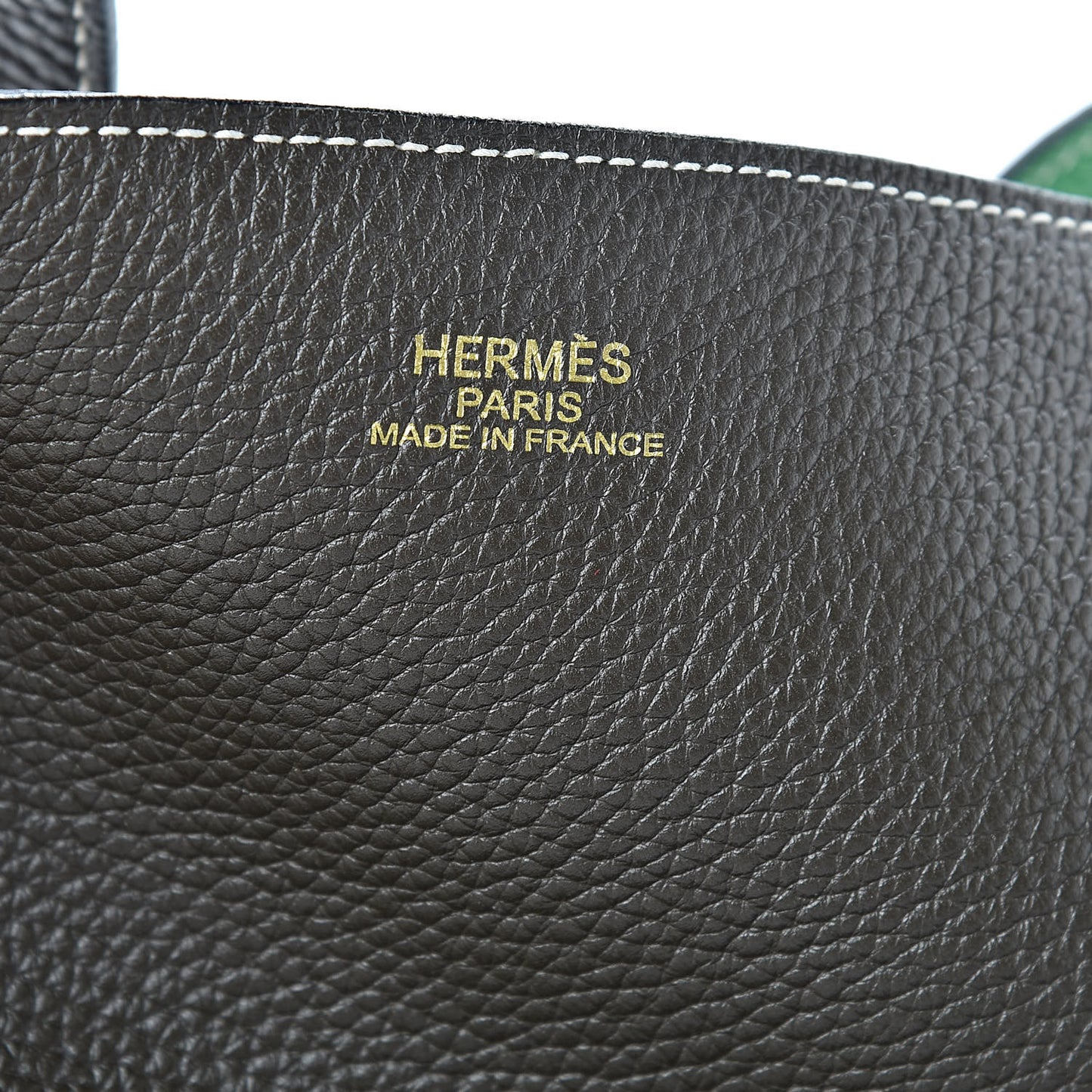 Taurillon Clemence Double Sens 45 Reversible Tote Bambou Vert Bronze