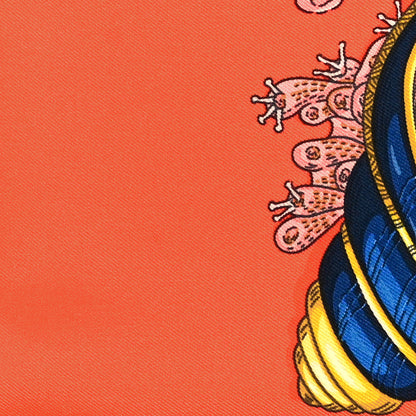 Hermes Silk Chemins De Corail Scarf 90 Orange Emeraude Jaune D'or 4 of 4