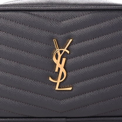 Saint Laurent Grain De Poudre Matelasse Monogram Mini Lou Camera Bag Dark Smog 8 of 11