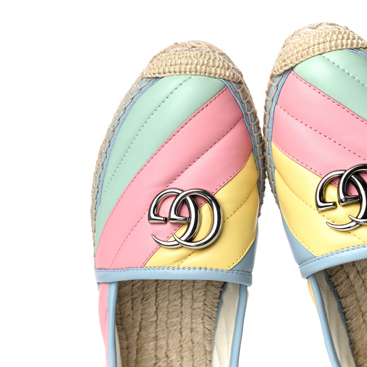 Gucci Nappa Matelasse Diagonal GG Marmont Espadrilles 37.5 Multicolor Pastel 13 of 15