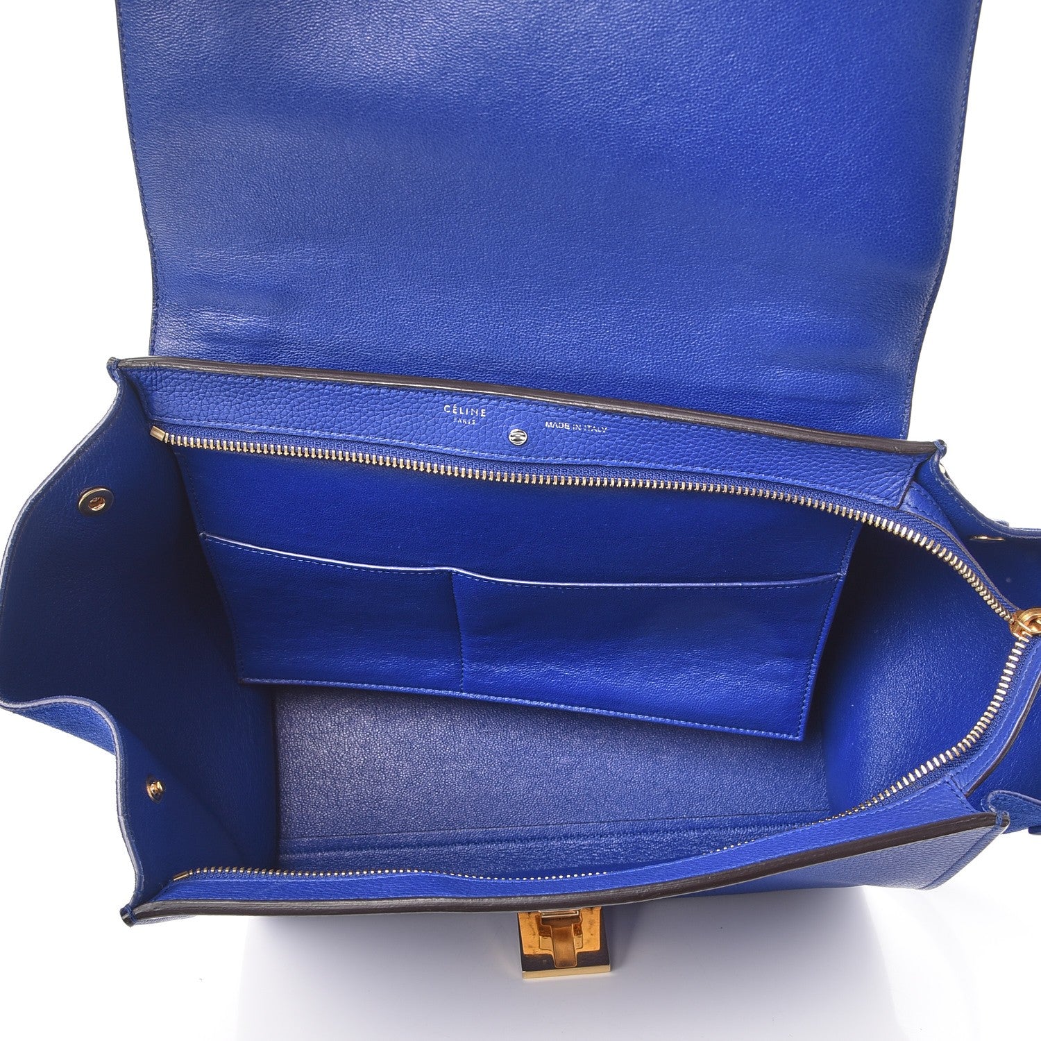 Celine Drummed Calfskin Suede Small Trapeze Indigo 6 of 8