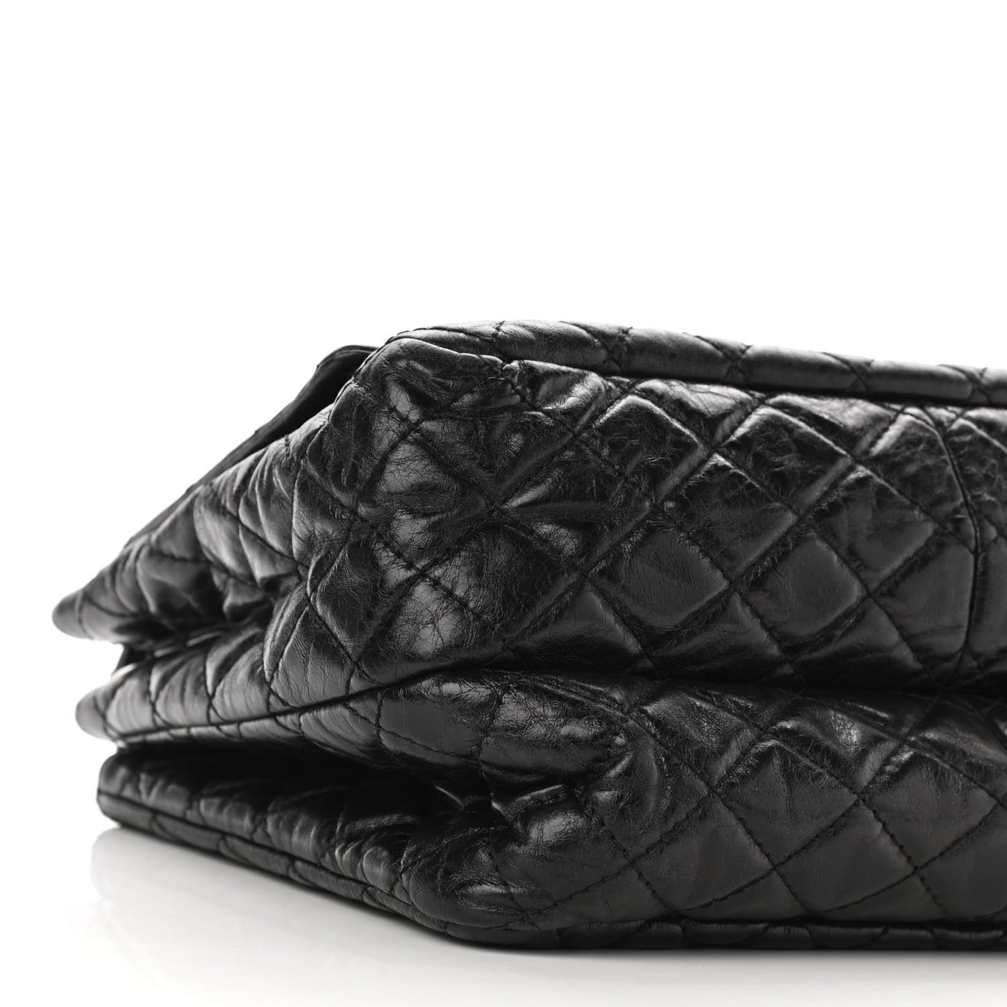 Metallic Aged Calfskin Quilted Reissue 2.55 Accordion Flap Black