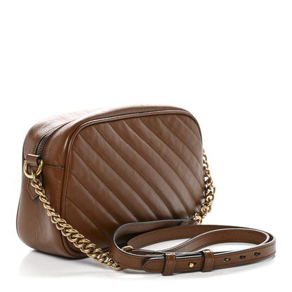 Gucci Glazed Calfskin Matelasse Diagonal Small GG Marmont Chain Shoulder Bag Cuir 3 of 13