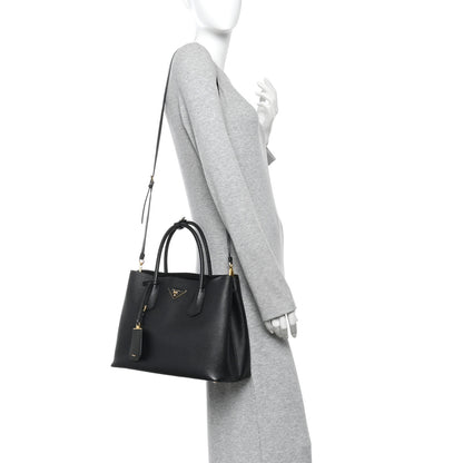 Prada Saffiano Cuir Medium Double Bag Black 2 of 9