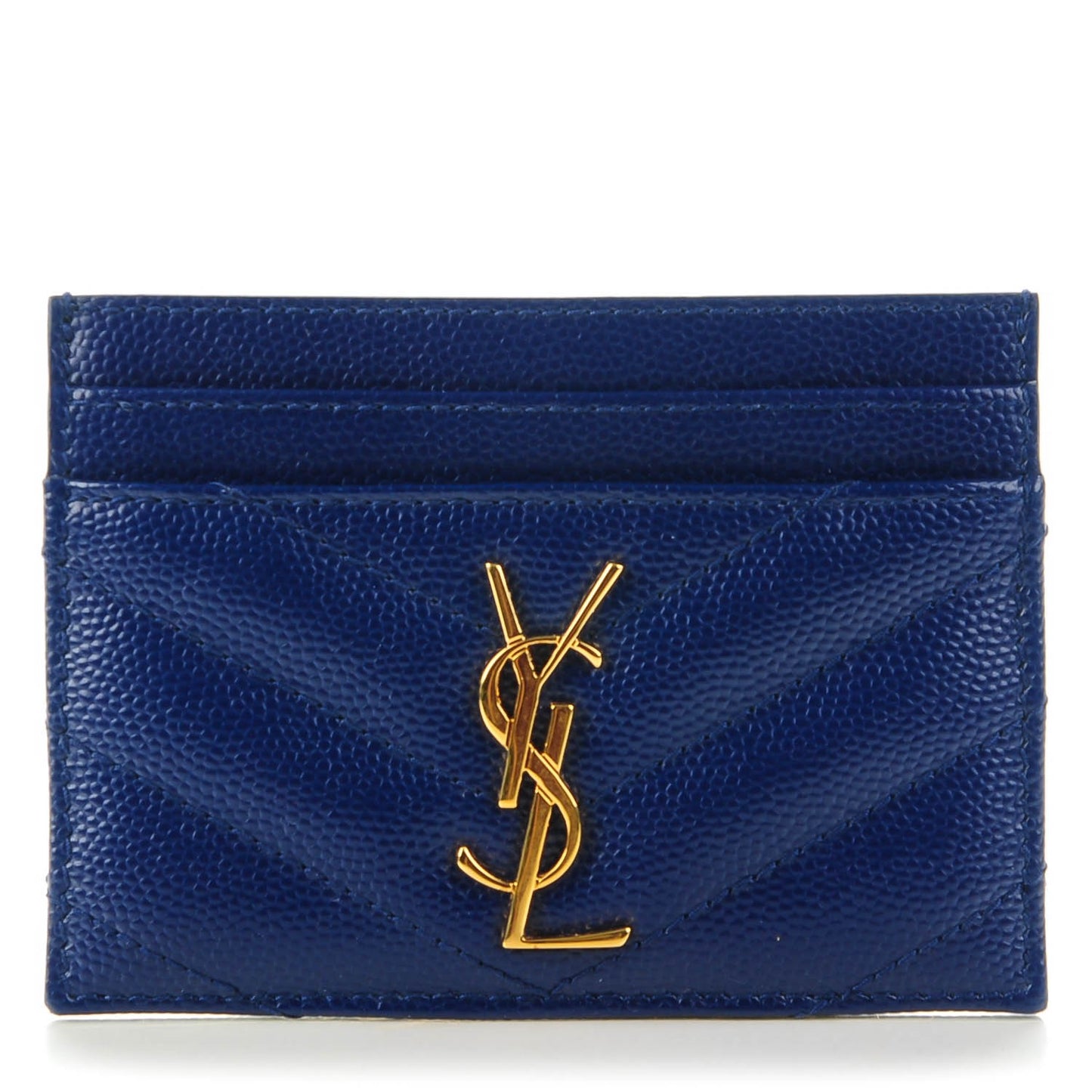 Grain De Poudre Matelasse Chevron Monogram Credit Card Case Royal Blue