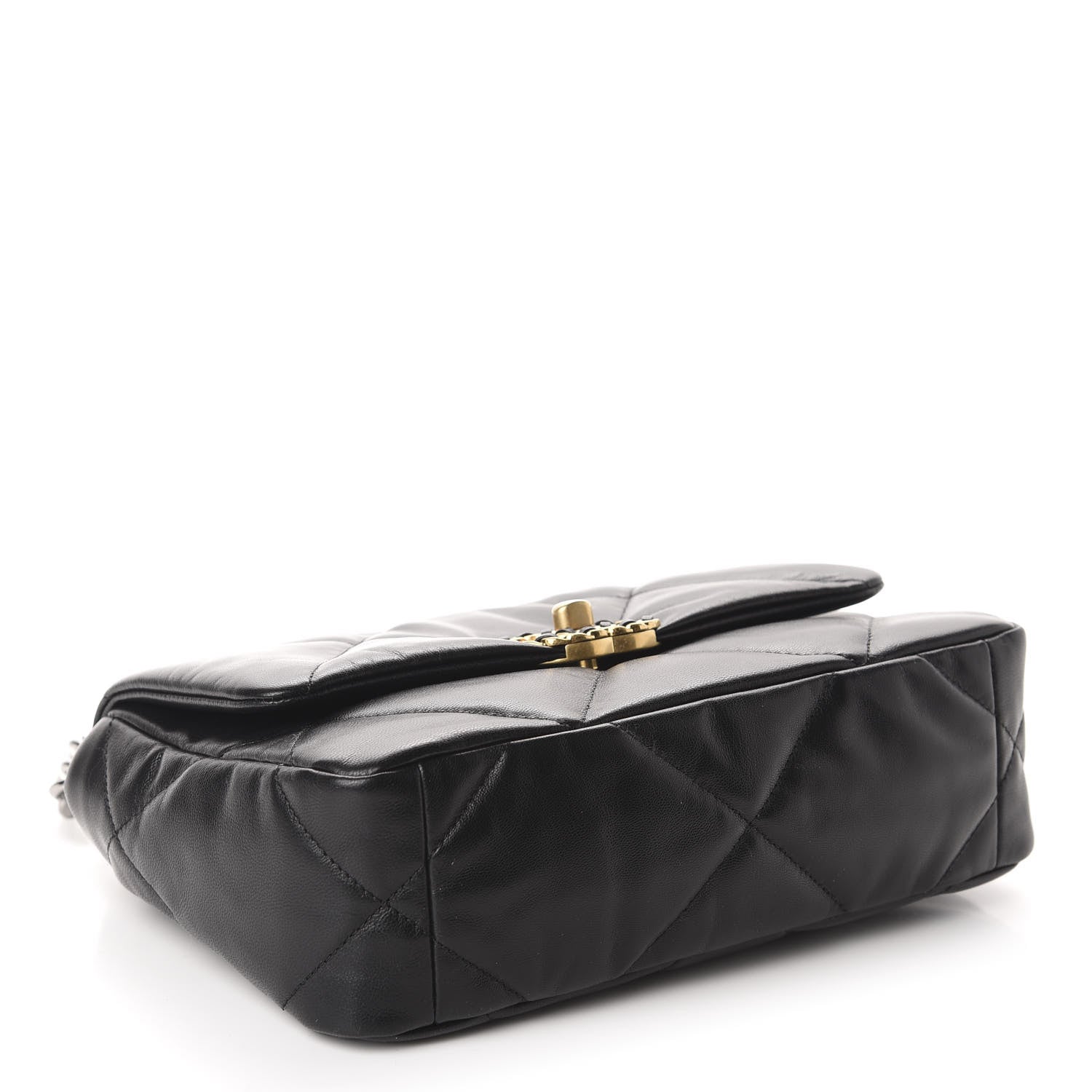 Chanel Shiny Goatskin Quilted Medium 19 Flap Black 4 of 11