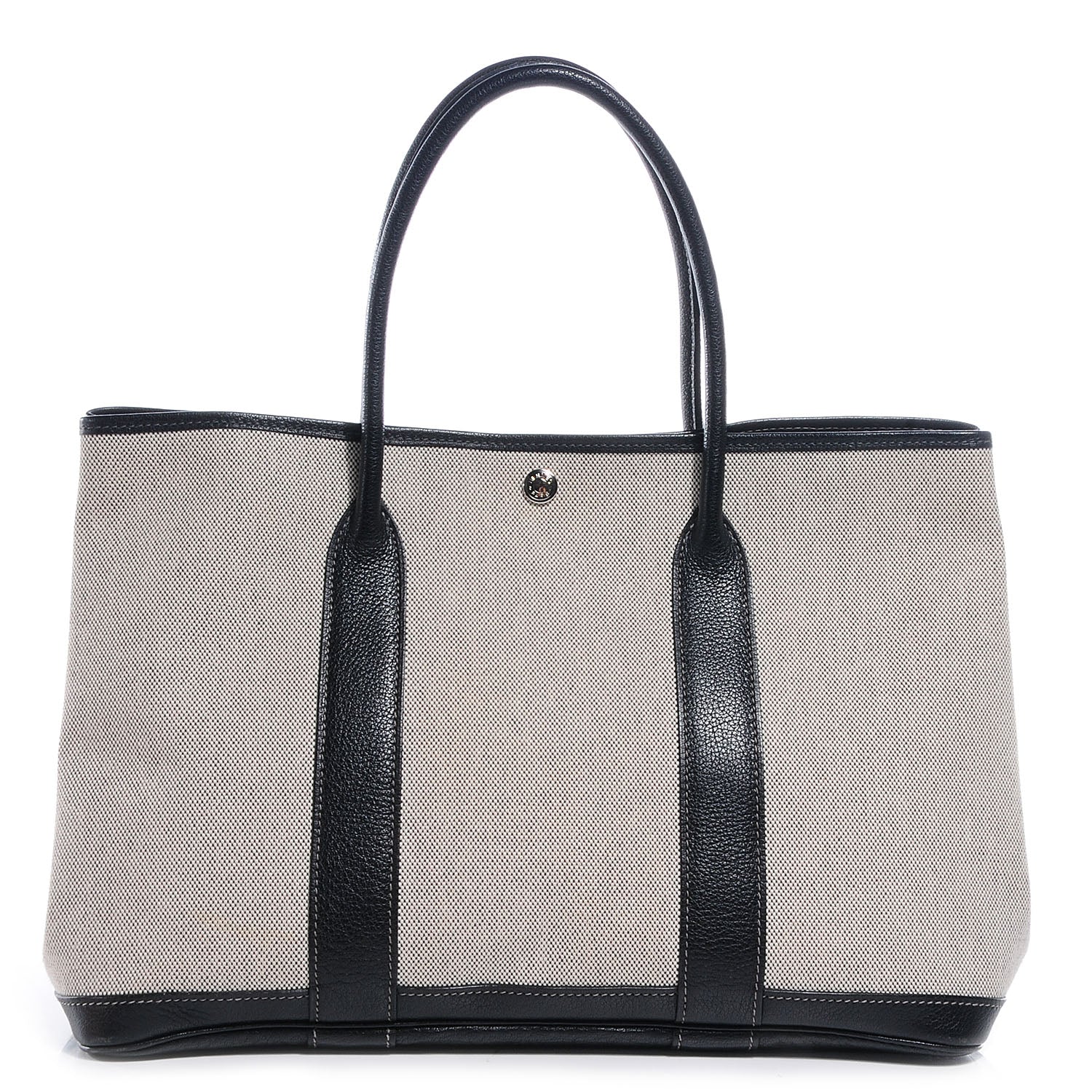 Hermes Toile Leather Garden Party MM Tote Black 1 of 8