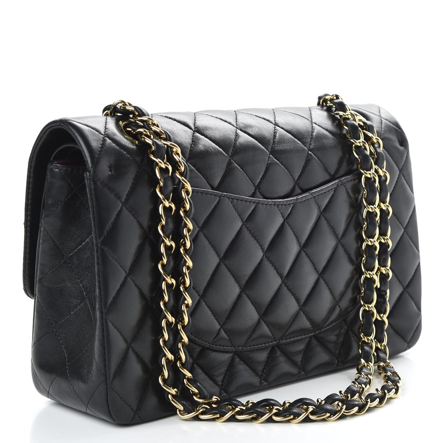 Lambskin Quilted Medium Double Flap Black