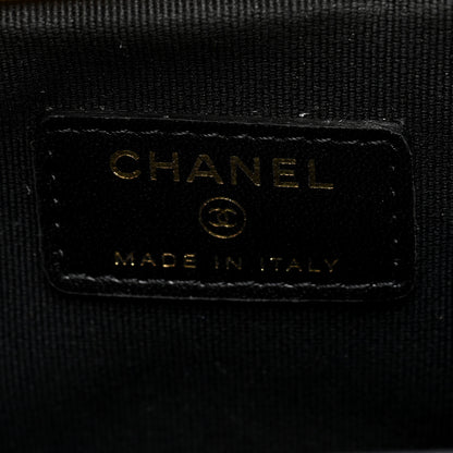 Chanel Lambskin Quilted Trio Kiss Lock Clutch With Chain Black 8 of 12