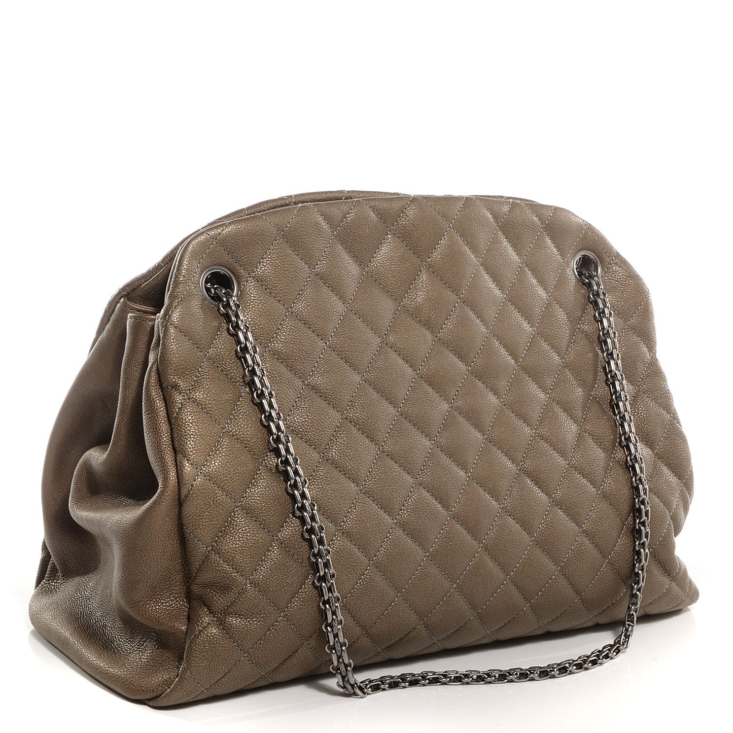 Calfskin Large Just Mademoiselle Bowling Bag Silver