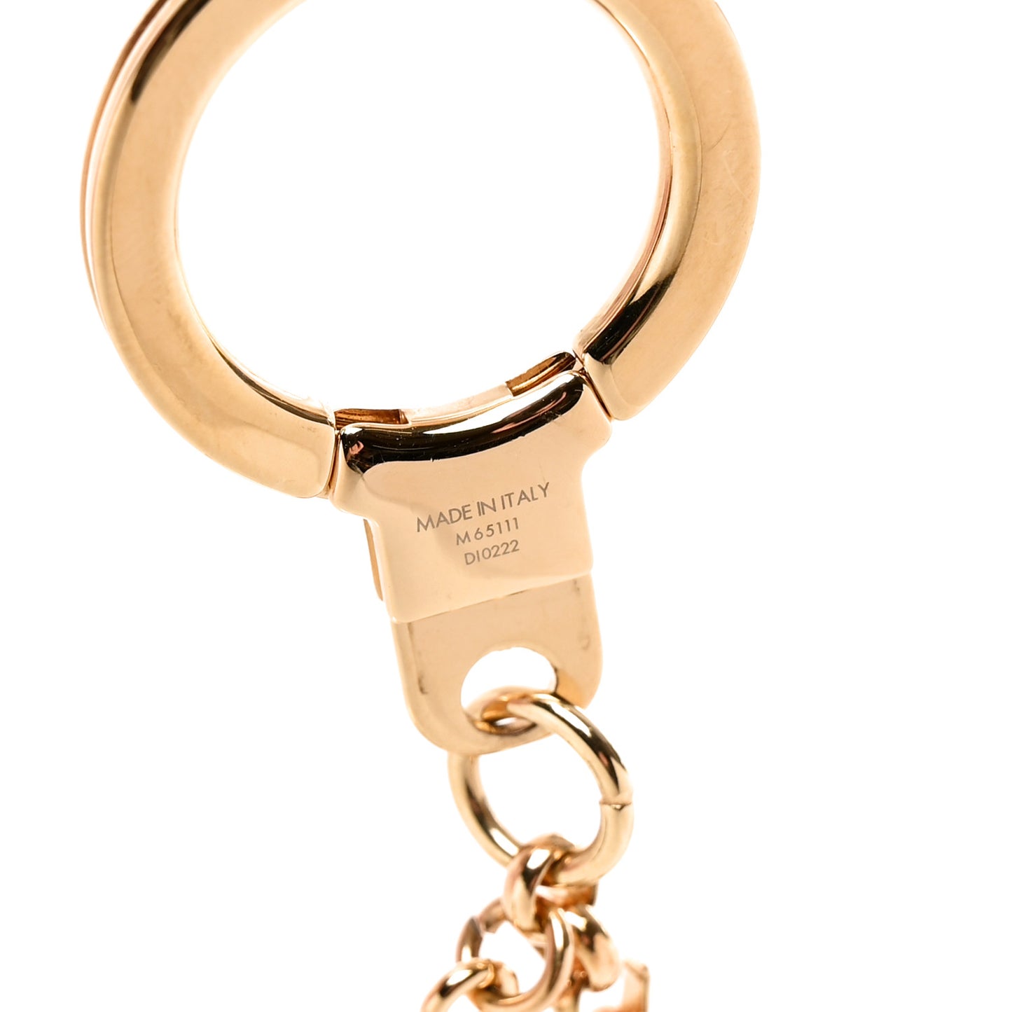 Brass Enamel Fleur De Monogram Bag Charm Chain Gold