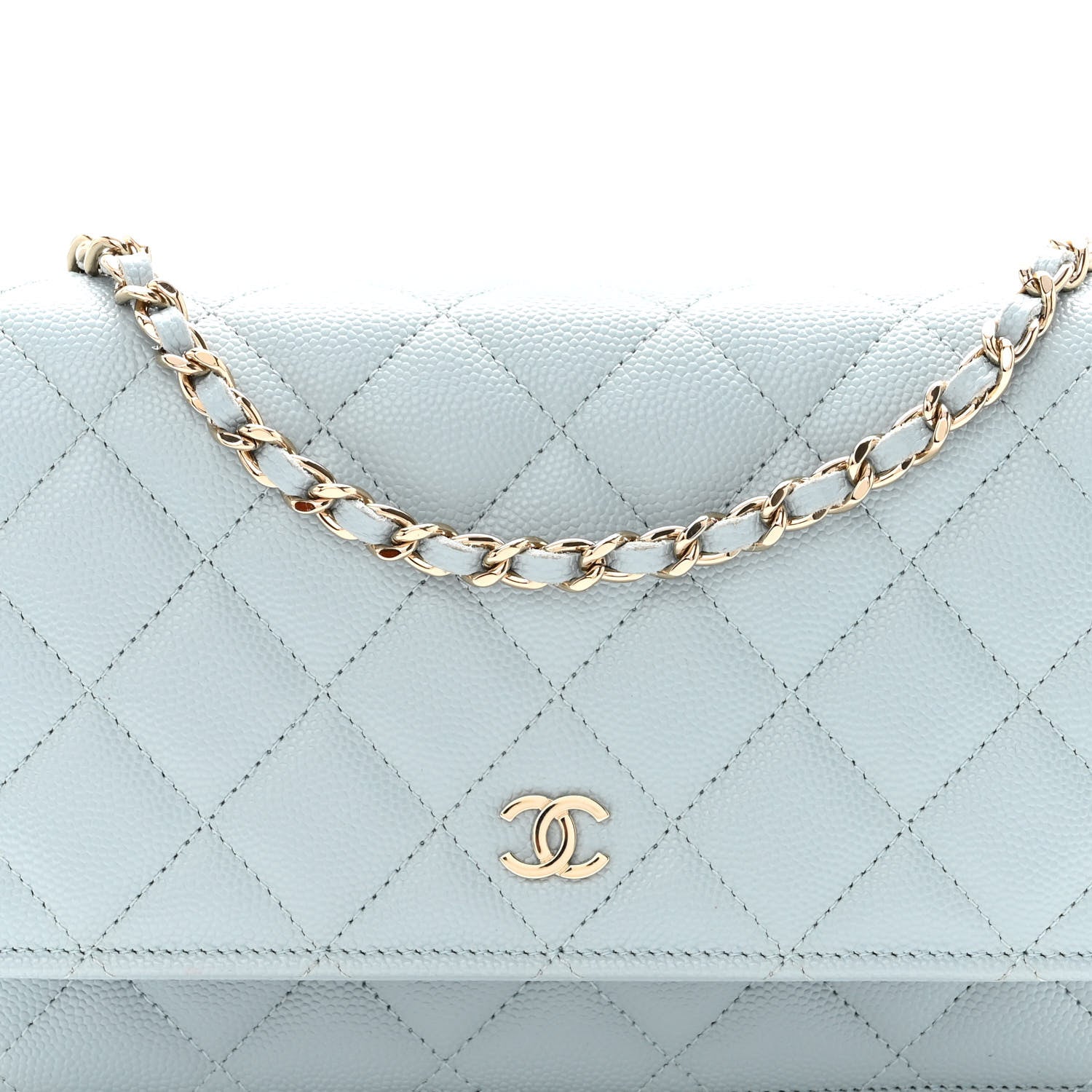 Chanel Caviar Quilted Wallet On Chain WOC Light Blue 9 of 11