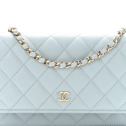 Chanel Caviar Quilted Wallet On Chain WOC Light Blue 9 of 11