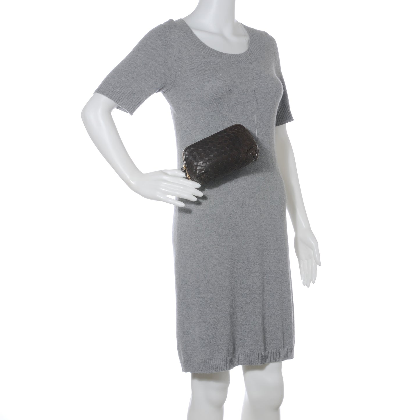 Nappa Intrecciato Small Cosmetic Case Ebano