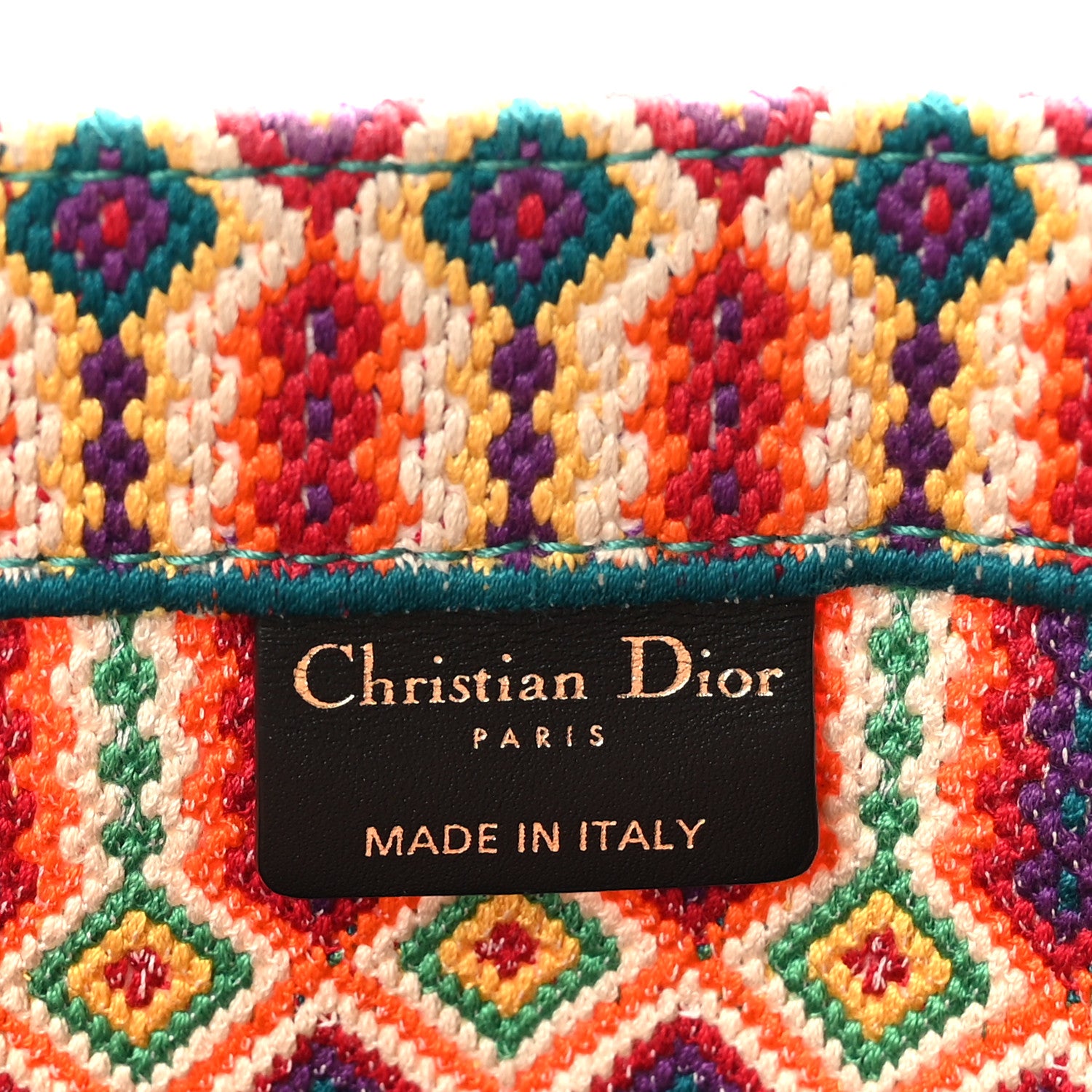 Christian Dior Canvas Embroidered Large Book Tote Orange Multicolor 6 of 9