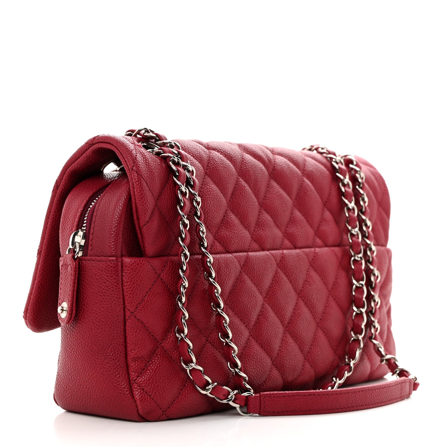 Chanel Caviar Quilted Jumbo Easy Flap Dark Pink 2 of 10