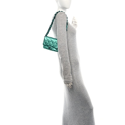 Chanel Metallic Lambskin Quilted Mini Lacquered Chain Flap Turquoise 2 of 10