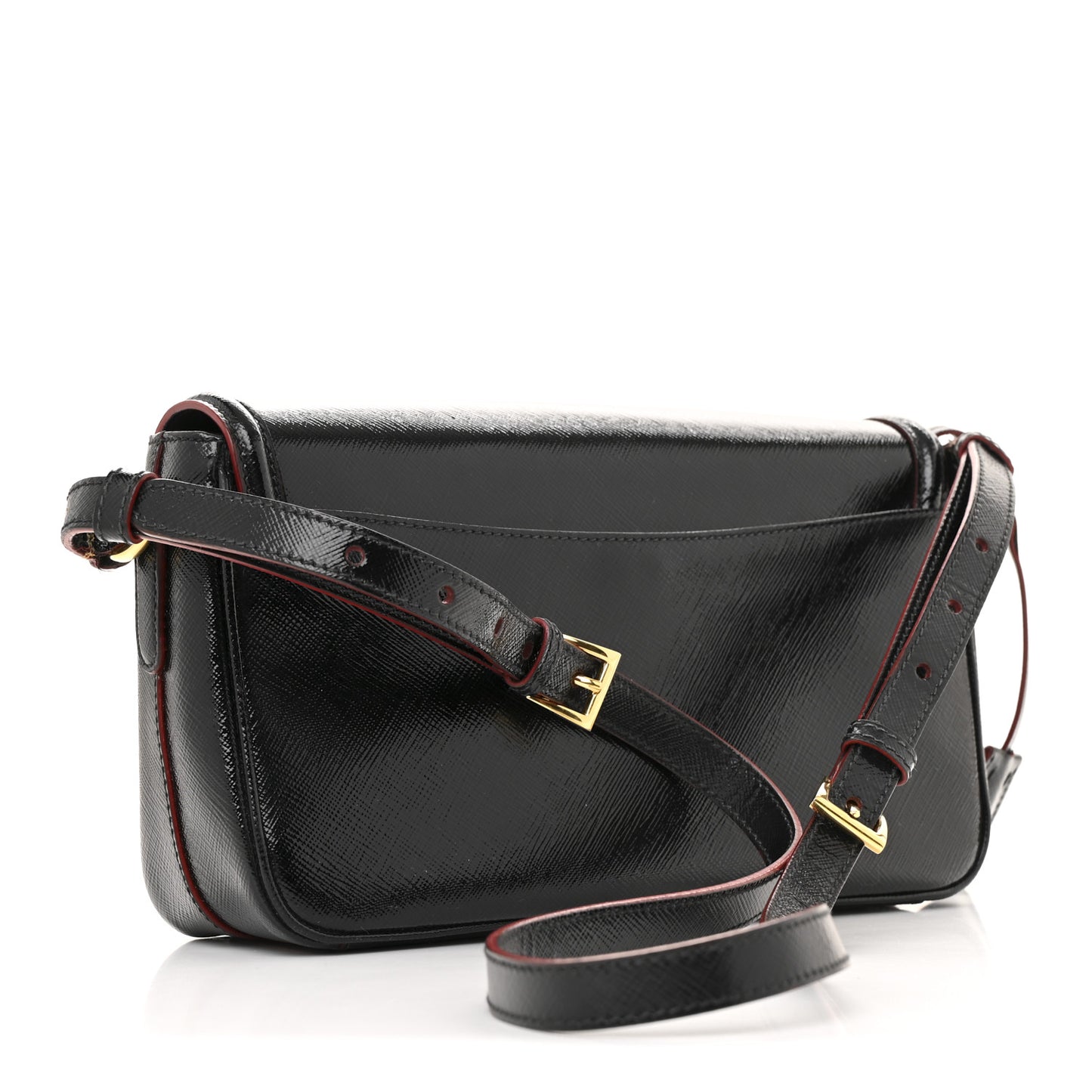 Saffiano Vernice Sound Shoulder Bag Black