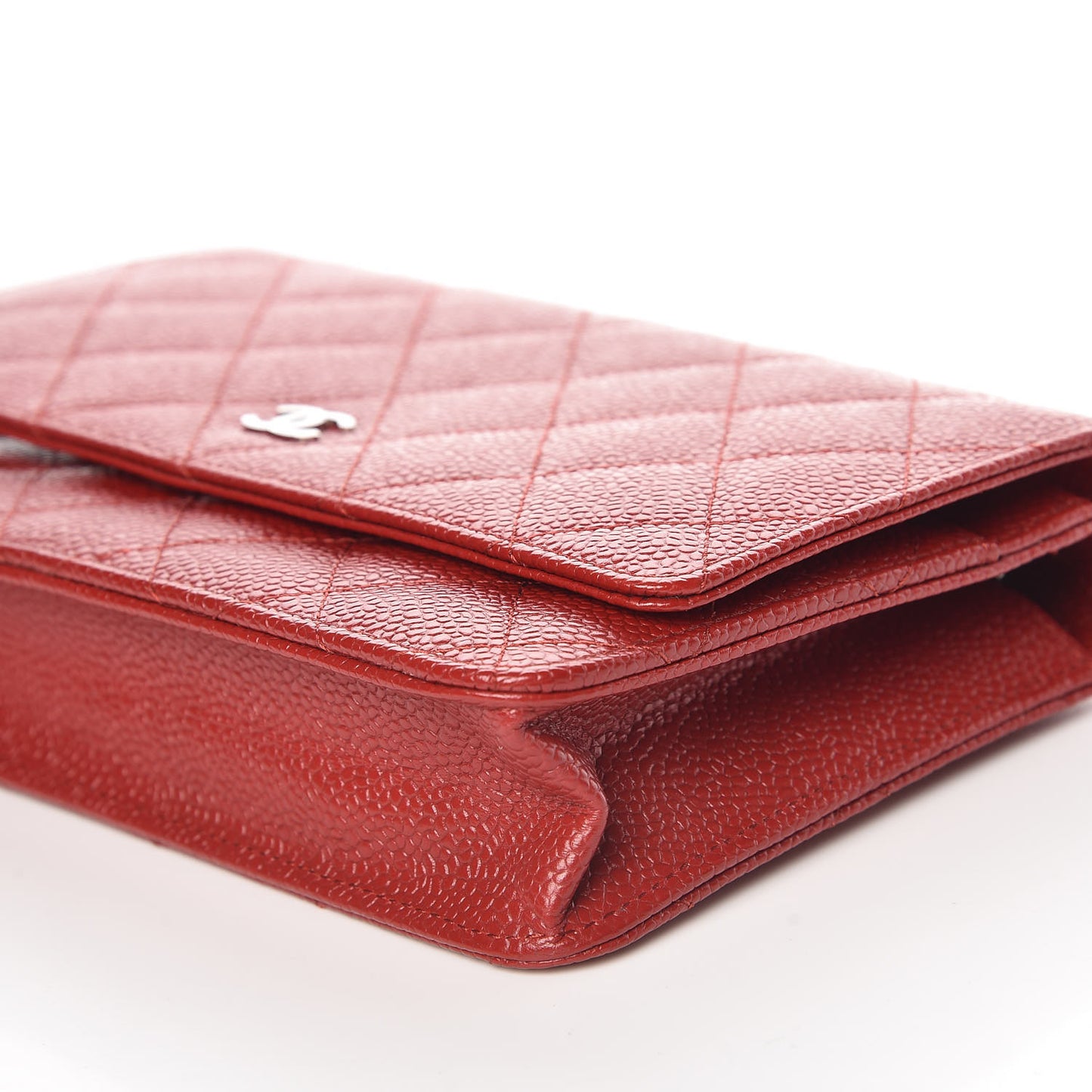 Caviar Quilted Wallet on Chain WOC Red