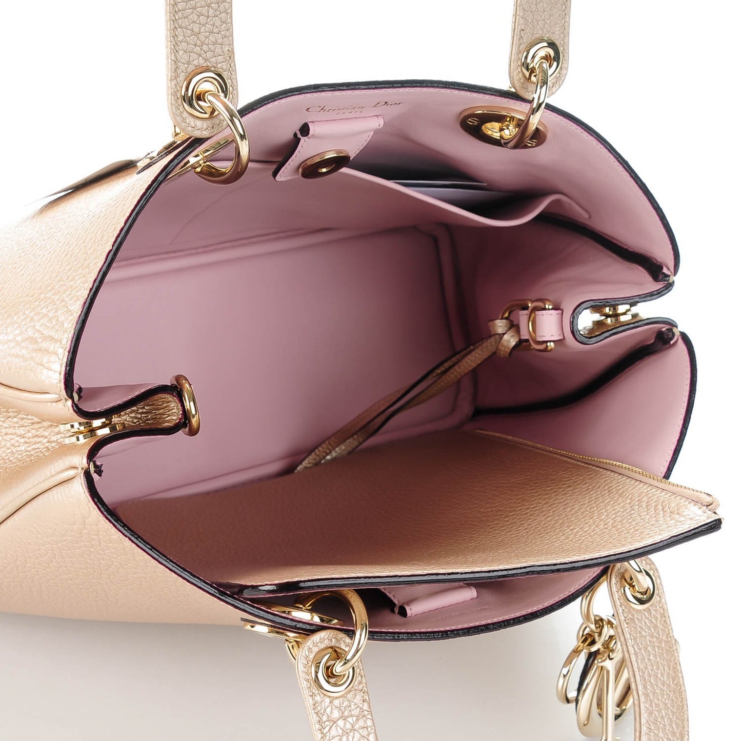 Metallic Bullcalf Medium Diorissimo Bag Champagne