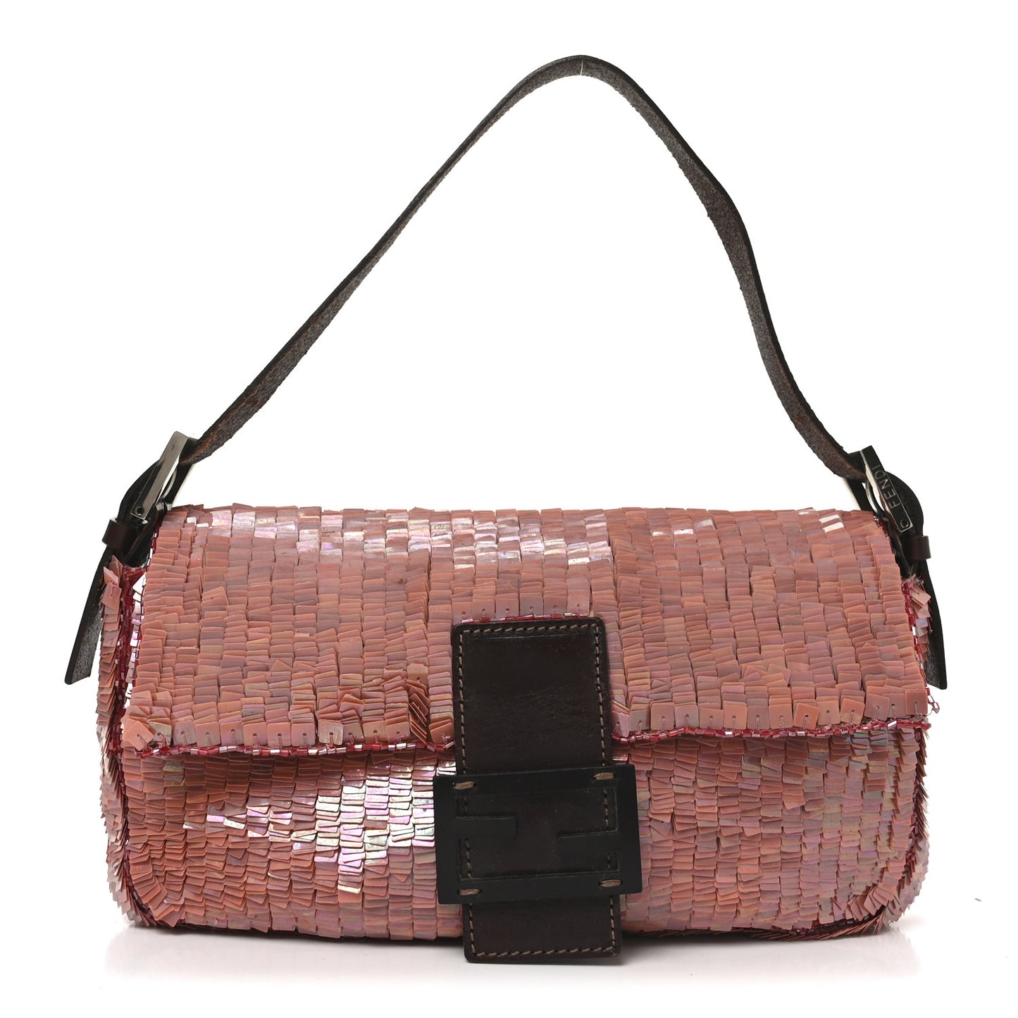 Sequin Beaded Baguette Pink Dark Brown