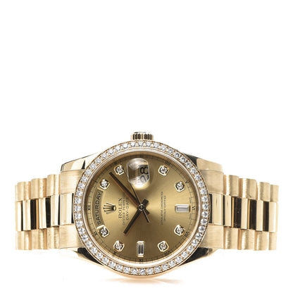 Rolex 18K Yellow Gold Diamond Bezel 36mm Oyster Perpetual Day-Date President Watch Champagne 118238 3 of 6