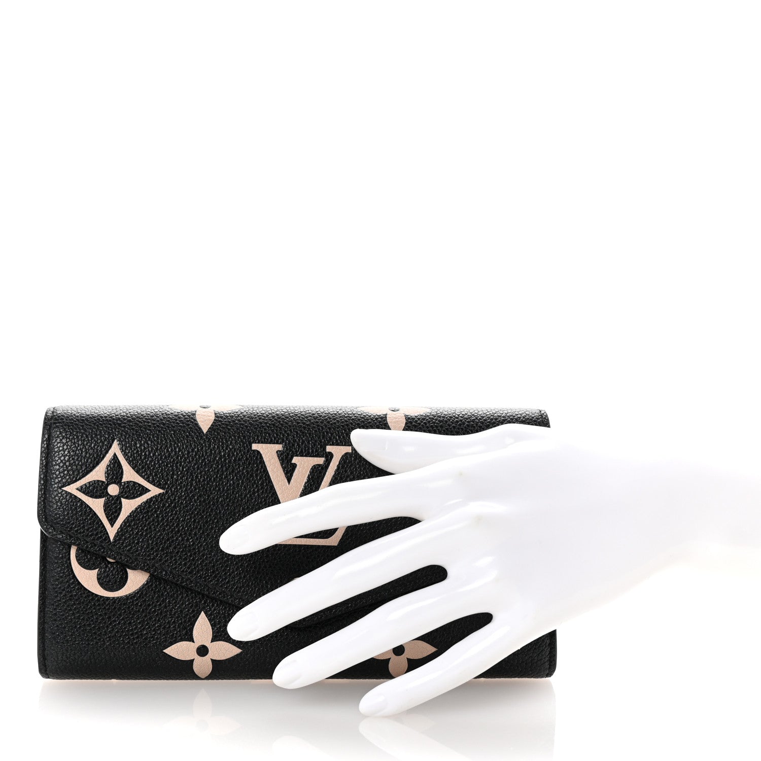 Louis Vuitton Monogram Empreinte Giant Sarah Wallet Black Beige 2 of 6