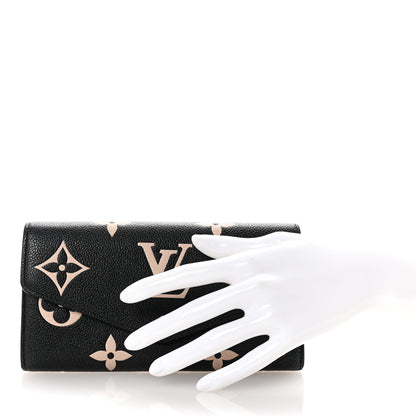 Louis Vuitton Monogram Empreinte Giant Sarah Wallet Black Beige 2 of 6