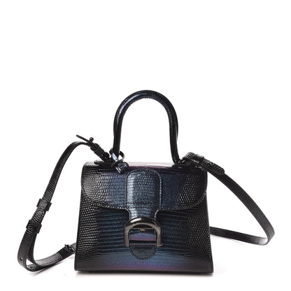 Delvaux Iridescent Lizard Mini Brillant Satchel Black 1 of 11