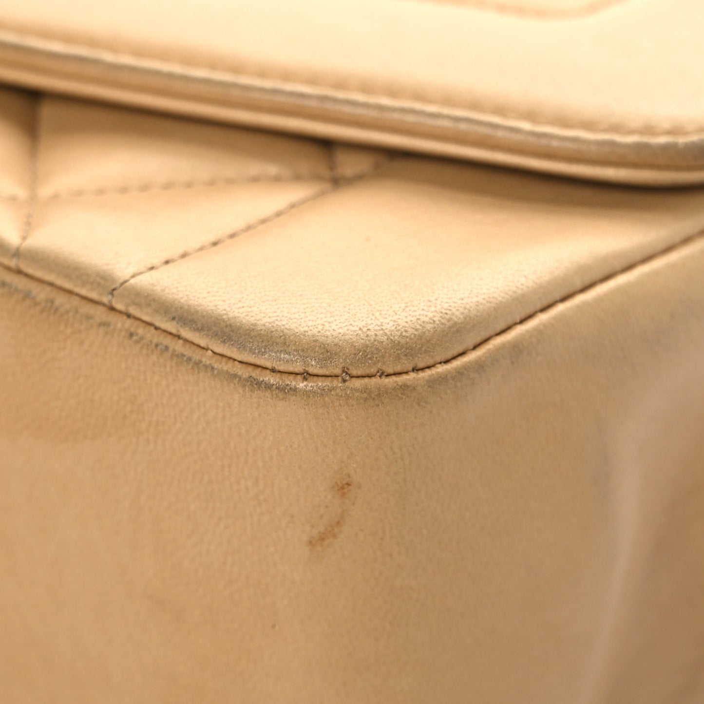 Lambskin Quilted Small Single Flap Beige
