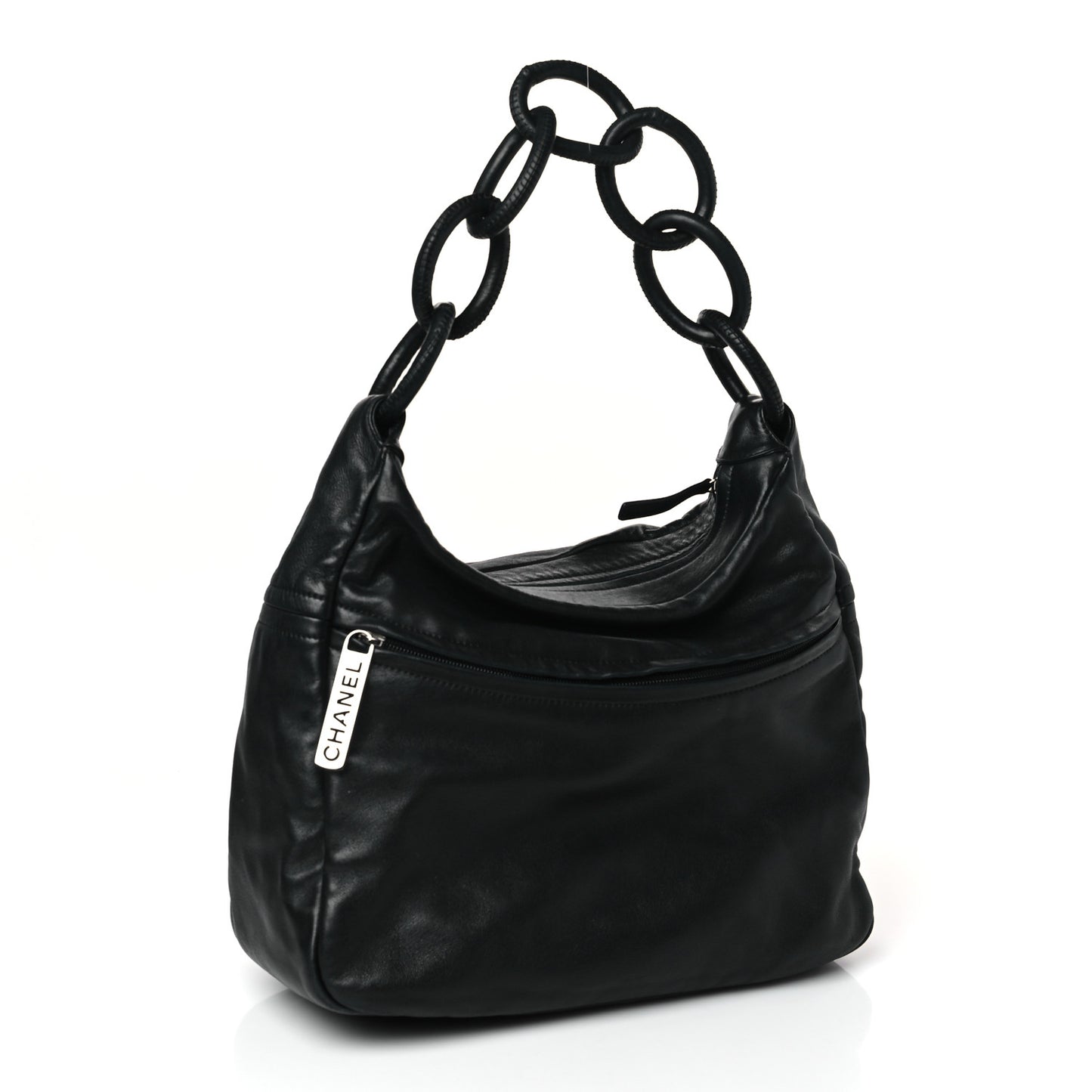 Lambskin Pleated CC Shoulder Bag Black