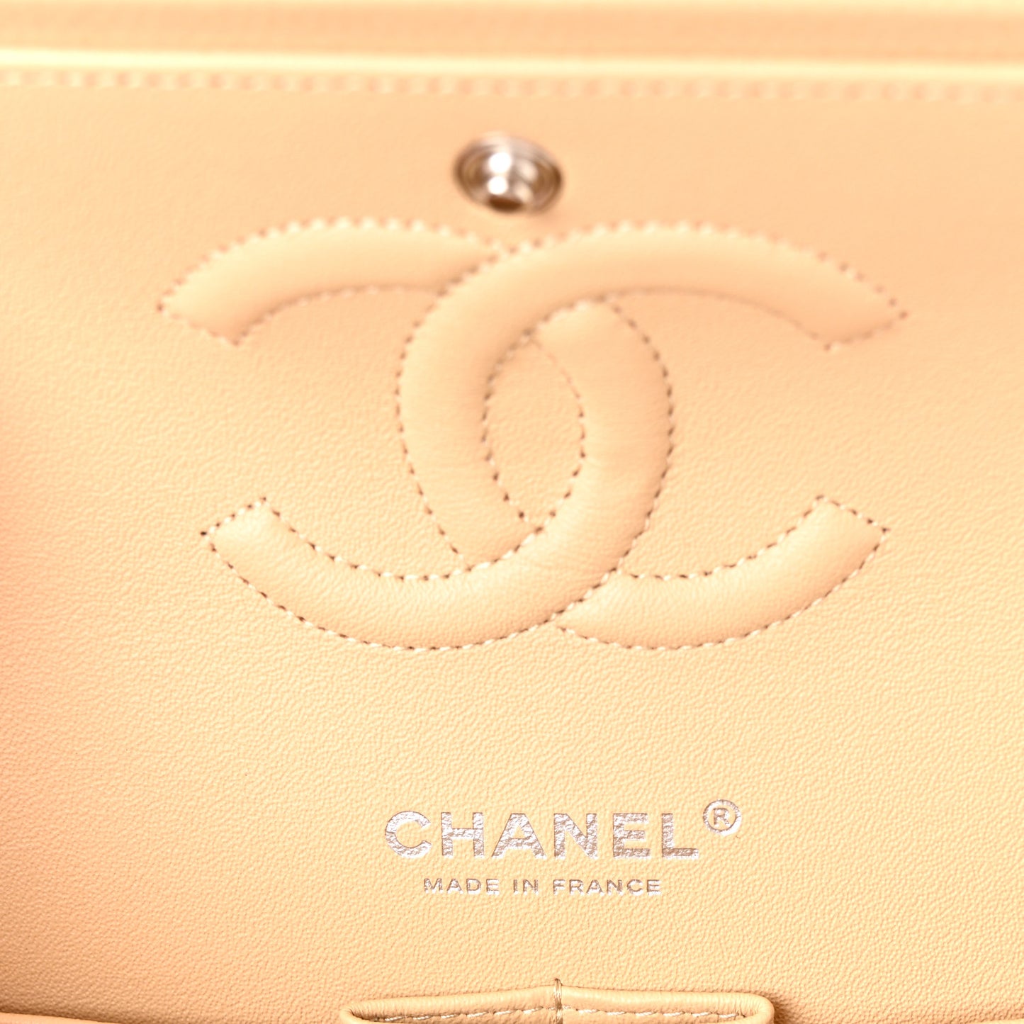 Caviar Quilted Medium Double Flap Beige Clair