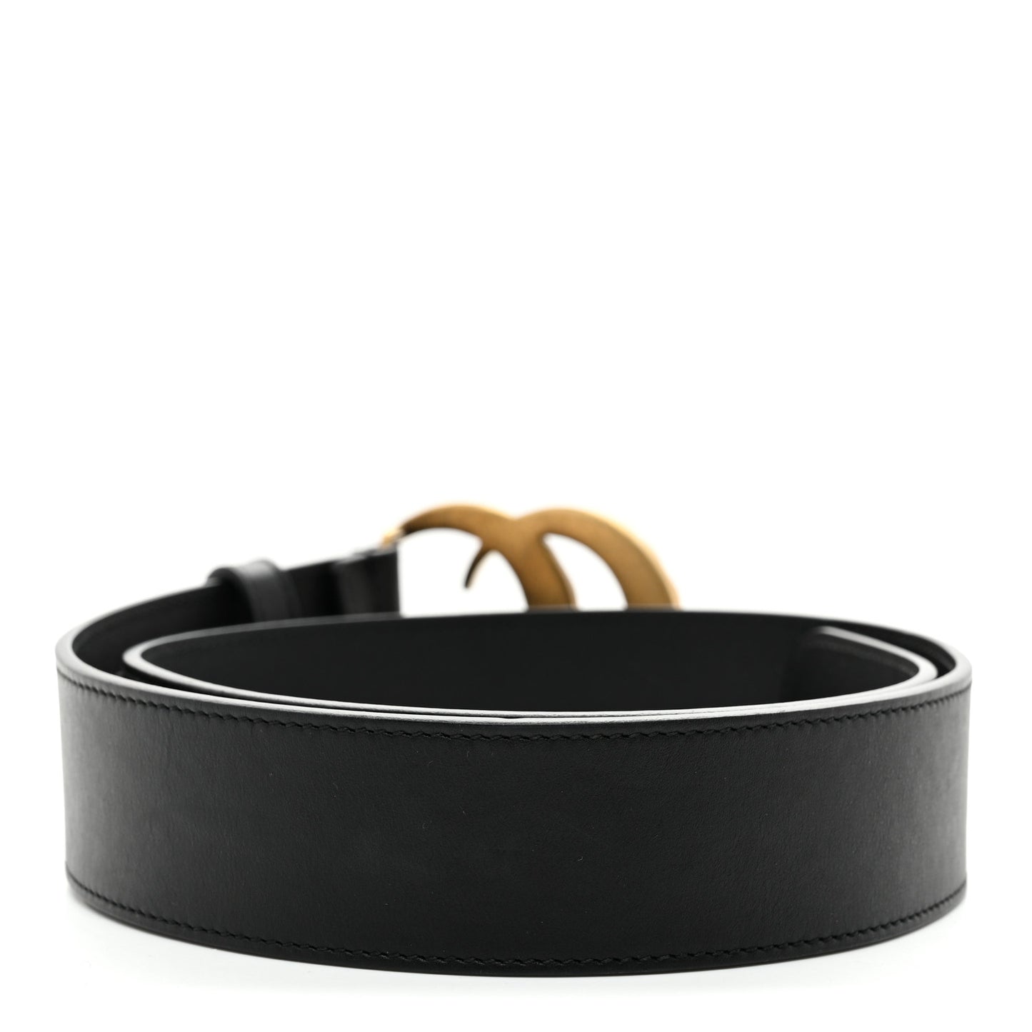 Moon Calfskin Pearl Double G 40mm Belt 75 30 Black Cream