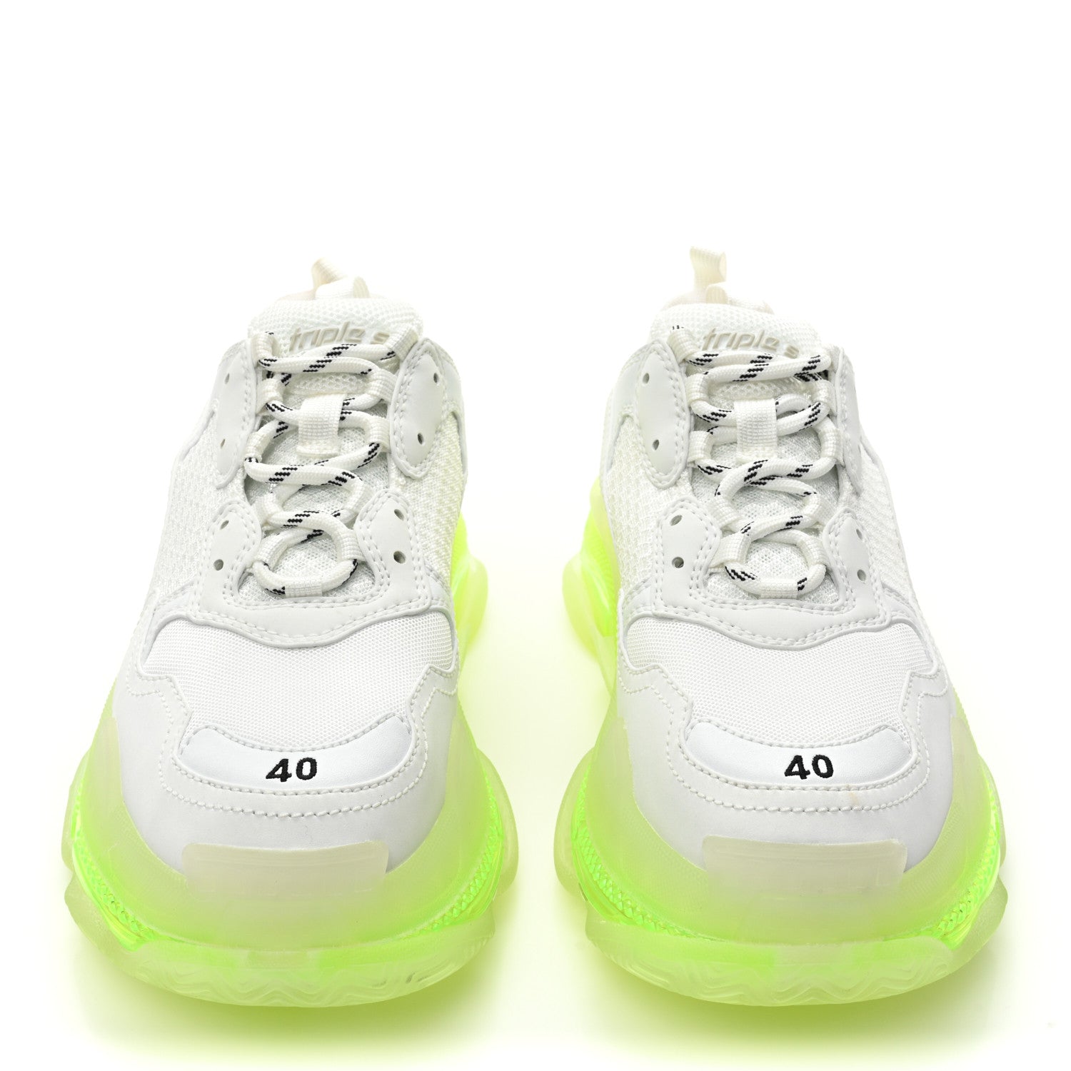 Balenciaga Fabric Mesh Clear Sole Fluo Womens Triple S Sneakers 40 White Fluo Yellow 2 of 11