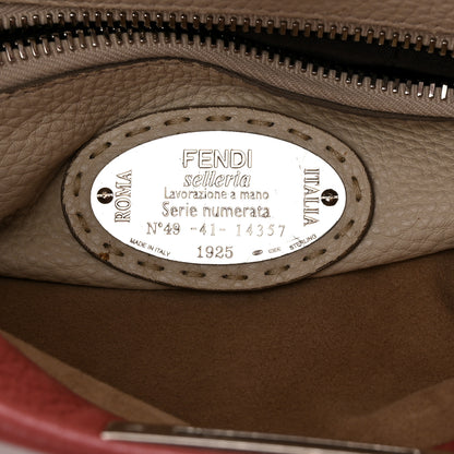 Fendi Cuoio Romano Selleria Bi-Color Medium Peekaboo Iconic Satchel Rosso Latte 7 of 15