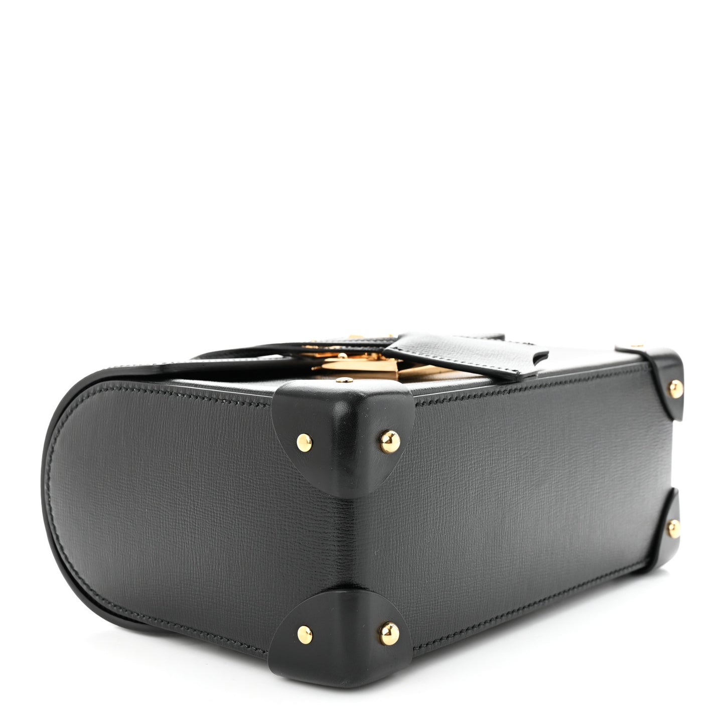 Calfskin Small Padlock Bamboo Shoulder Bag Black