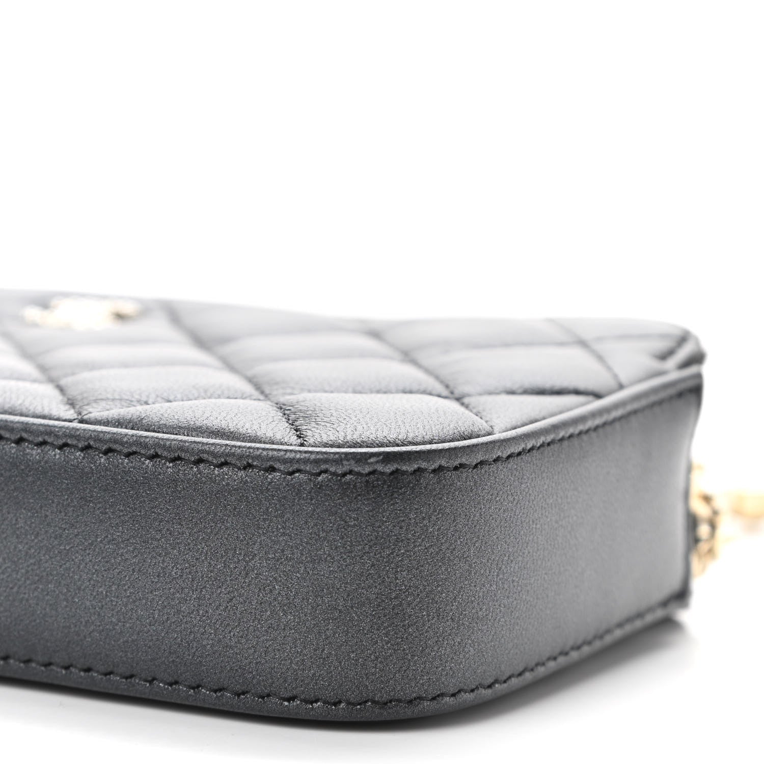 Chanel Iridescent Lambskin Quilted Pearl Clutch With Chain Black 13 of 16