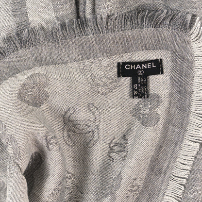 Chanel Cashmere Silk CC Heart Scarf Grey 3 of 3